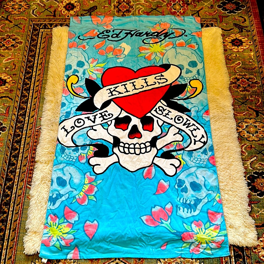 Ed Hardy Love Kills Slowly beach towel New with tags